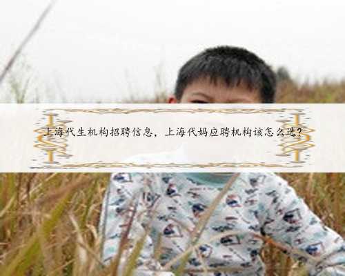 上海代生机构招聘信息，上海代妈应聘机构该怎么选?